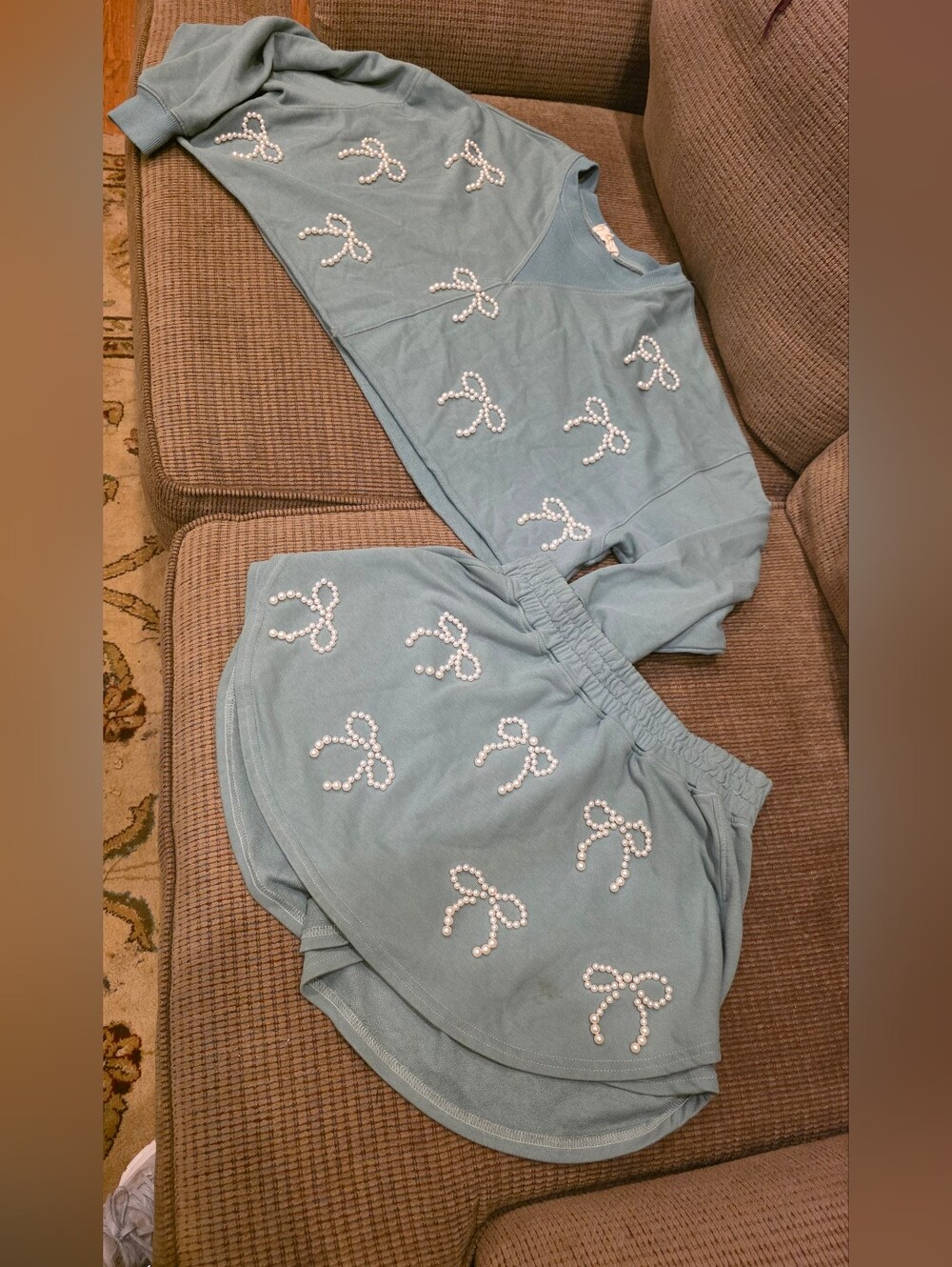 Peach Love California Green Pearl Bow Skort and TOP.